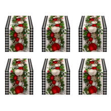 6X Black and White Gingham Christmas Table Runner Check Plaid Xmas Decoration Holiday Home Kitchen Decor