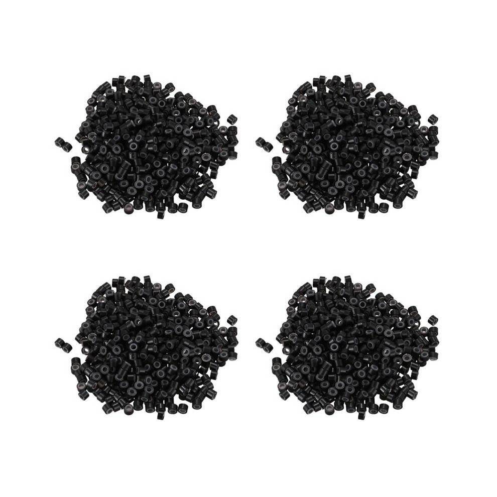 Typecat Unisex Black 2000 Pcs 5Mm Silicone Lined Micro-Ring Beads For I Stick Hair Extension Installation And Feathers