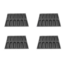 4X 12 Holes Baguette Pan-Non-Stick Perforated French Bread Pan Forms,Hot Dog Molds, Baking Liners Mat Bread Mould