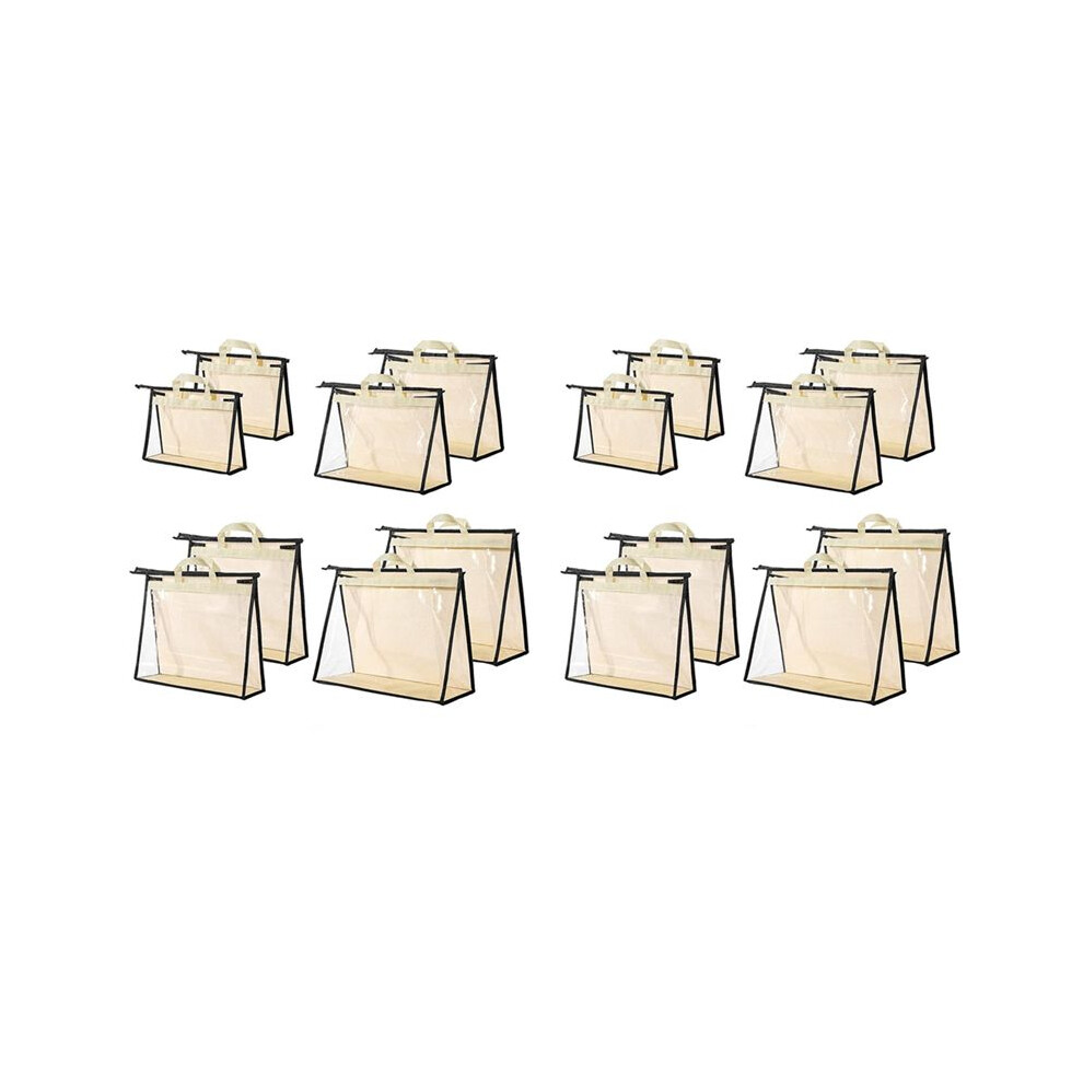 Wella Elements 16 Pcs Handbag Dust Bags Clear Purse Storage Organizer For Closet Small To Extra Large Dust Free Zipper Storage Bag