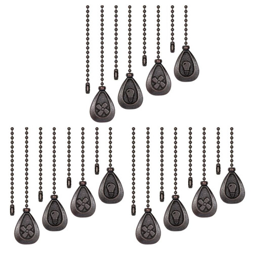 Ceiling Fan Pull Chains,12Pcs Bronze Extension Fan, Lamp Pull Chain Decorative Extender Ornament Fan Chain Connector