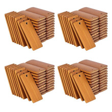 400 Pièces 45X20mm Rectangle ÉTiquettes en Bois pour Porte-Clés, Bambou Porte-Clés en Bois Inachevé