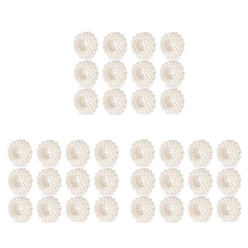 Ensemble de 36 Ronds de Serviette, Décoration de Table de Boucle de Serviette de Mariage en Perles Blanches