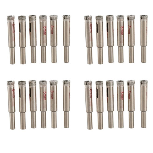 24 Pcs 8mm Diamond Core Drill Bits Ceramic Tile Glass Hole Saw