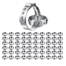 60PCS 1/2 Inch PEX Clamps, Stainless Steel Single Ear Hose Clamps for PEX Pipe Fitting Connections