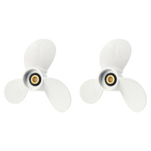 2X 6E0-45941-01-El Elica Fuoribordo in Lega di Alluminio 7 1/2X8-Ba per  Mariner 4-6Hp 3 Pale 9 Spline Dente Rotazione R