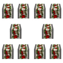 10X Black and White Gingham Christmas Table Runner Check Plaid Xmas Decoration Holiday Home Kitchen Decor