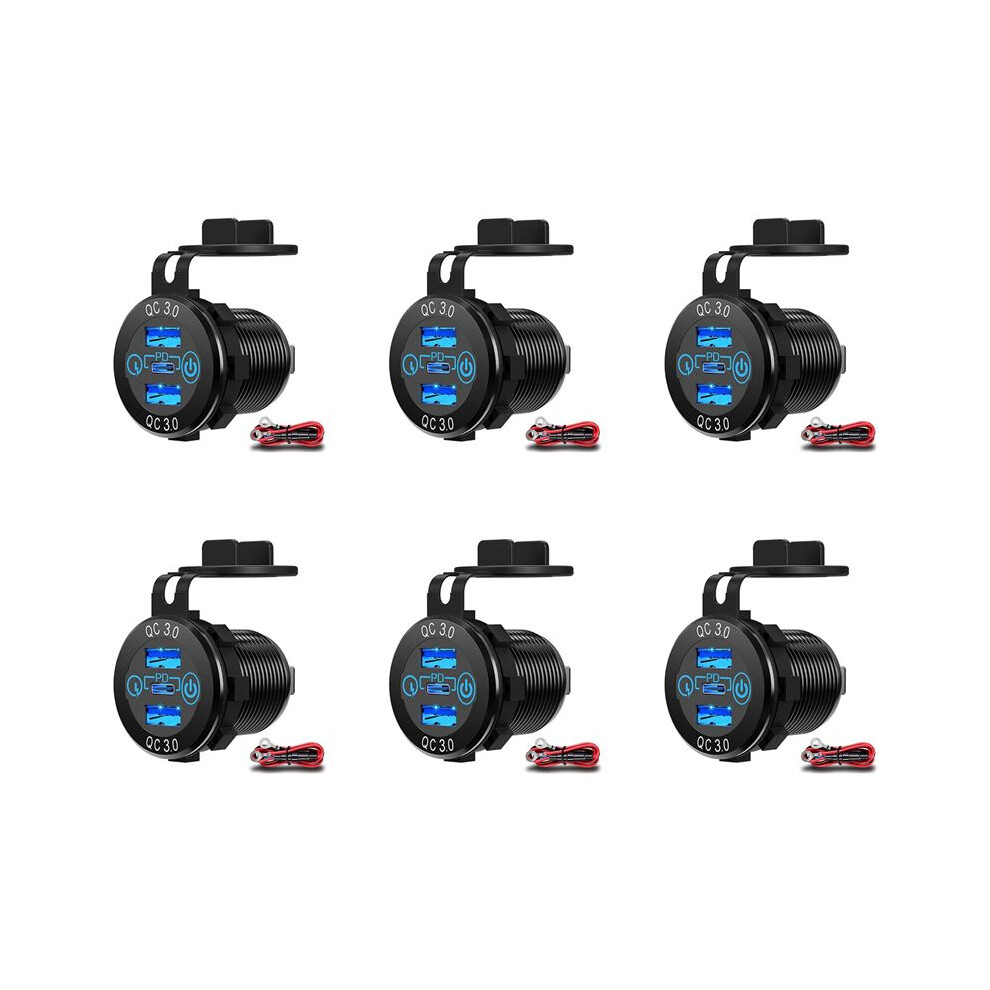 6X Quick Charge Socket 60W Usb-C Multiple Car Charger Socket Pd 3.0 & Two Qc3.0 With Touch Fast Car Adapter 6032189899636