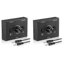 2 Set 3.5mm Audio Switcher, 2 Input 1 Output/1 Input 2 Output Audio Splitter Switcher, Switcher Box,One-Key Mute Button