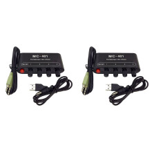 2X New Audio Mixer Condenser Microphone Mixer Four-In-One Microphone Amplifier for Computer Mobile Phone Sound Card