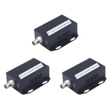 3Pcs Ethernet IP Extender over Coax HD Network Kit EoC Coaxial Cable Transmission Extender for Security CCTV Cameras(B)