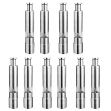 Salt and Pepper Mill Set, Stainless Steel Salt and Pepper Grinder Durable One Hand Operation Salt and Pepper Mill 10Pack