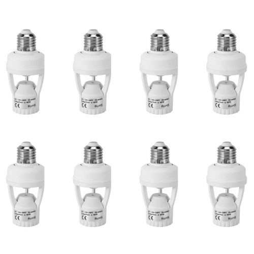 8X AC110-220V 360 Degrees Pir Induction Motion Sensor IR Infrared Human E27 Plug Socket  Base LED Bulb Lamp Holder