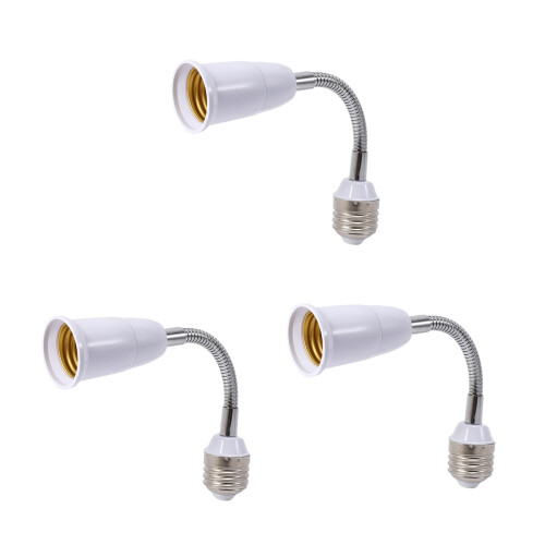 3X LED Light Bulb Lamp Holder Converters Adapter Flexible E27 to E27 20cm Length Flexible Extend Socket Base Type