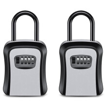 2X Outdoor Password Key Boxs Extended Locking Hook Steel Wire Hanging Key Storage Waterproof Key 4 Digit Code Box Grey