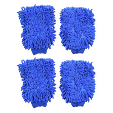 4X Praemie Mikrofaser Chenille Super Absorptionsmittel fuer Waesche und Wachs, Auto Waesche Faeustlinge (Blau)