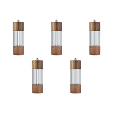 5X Pepper Grinder Transparent Pepper Mill Salt Grinding Ceramic Core Multipurpose Seasoning Bottle Cruet 6 Inches