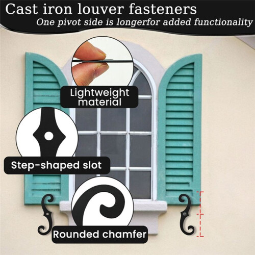 Cast Iron Shutter Fasteners Shutter Dog Holders External Shutter Tieback Hardware Including Mounting Screws 1