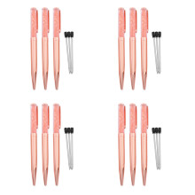 Rose Gold Pen Bling Crystal  Point Pen Black Ink Pen with 12 Extra Refills (Rose Gold 12 Pack)