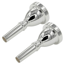 2X Bouche Embouchure TUBA Embouchure Basse Plaquée Argent Grand Embouchure