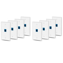 8X Cat6 Ethernet Wall Plate Outlet 1 Port RJ45 Network Female to Female Wall Coupler Jack Plate White &