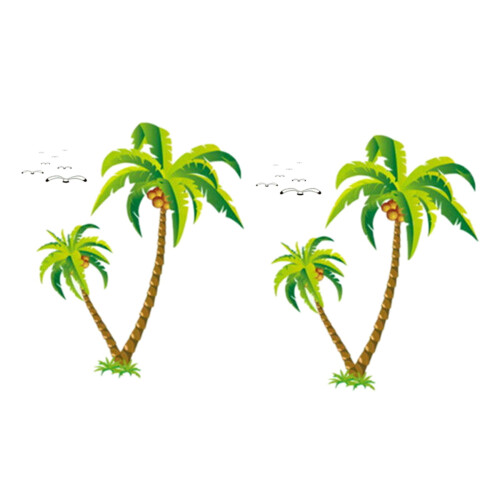 2X Coconut  Tree Sticker Tropical Beach Wall Decal Living Room Backdrop Sticker