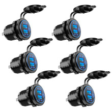 6X Caricatore Rapido per Auto Dual USB 3.0 Caricatore Rapido 12V 36W USB con Interruttore per Barca Carrello da per Camion Carrello da Blu