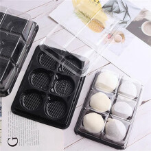 100Pcs 6 Cavities Plastic Mooncake Tray Transparent Muffin Cupcake Mochi Container Cookie Carrier Food Packaging Box
