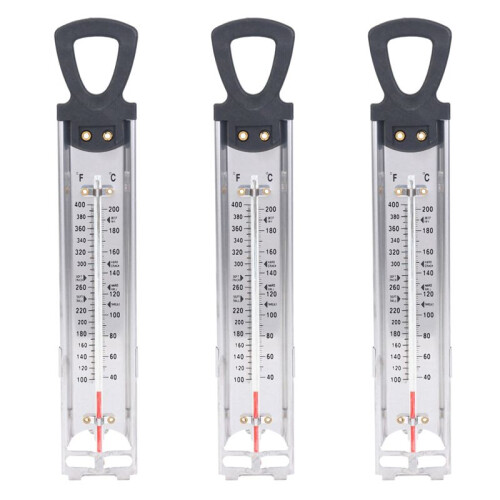 3X Candy/Jelly/Deep Fry Thermometer, Stainless Steel, with Pot Clip Attachment and Quick Reference Temperature Guide