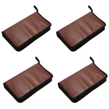 4X 80-Disques Sac de Rangement Portable en Cuir Etui de Stockage Zippe pour CD DVD Album Disque Dur - Marron