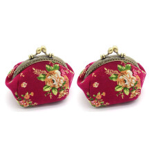 2X Wallet,Lady Vintage Flower Coin Purse Wallet Clutch Bag (Rose Red)