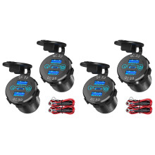 4x QC 3.0 PD3.0 Dreifach USB Auto Ladegerät 12V 24V 60W USB-C Mehrfach Schnell Ladegerät mit Schalter