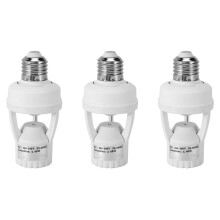 3X AC 110-220V 360 Degrees Pir Induction Motion Sensor IR Infrared Human E27 Plug Socket Base LEDBulb Lamp Holder