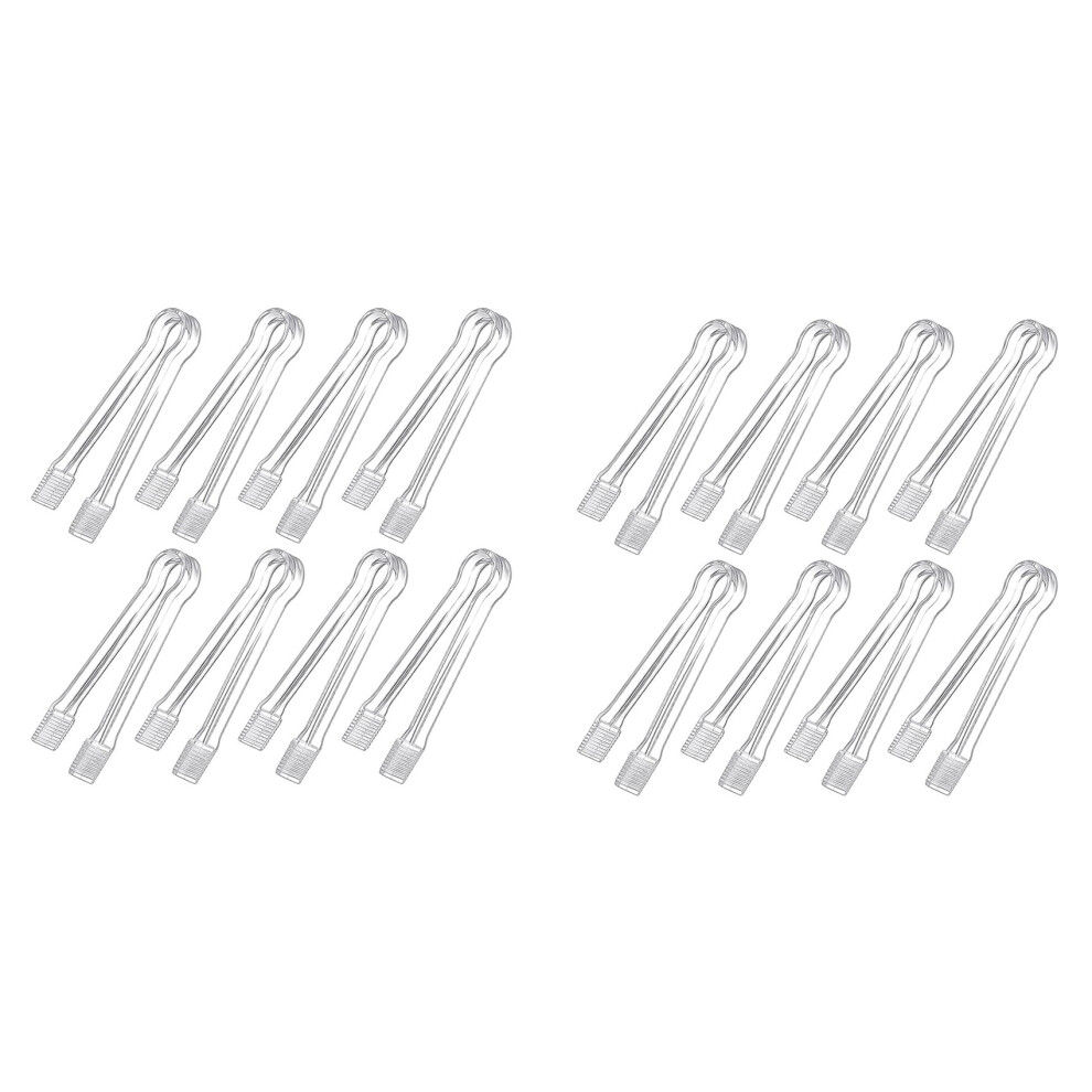 Typecat 16 Pcs Plastic Buffet Serving Tongs Serving Utensil Tongs Appetizers Tongs Clear Kitchen Tongs 6.3 Inch Small Ice