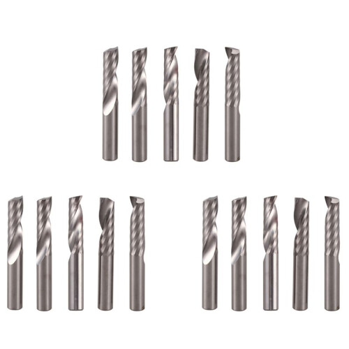15Pcs 6mm 1/4 Inch Carbide Cnc Router Bits One Single Flute End Mill Tools 22mm
