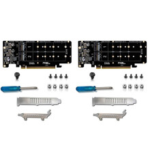 2X PCIE X16 Till M.2 M-Key NVMEx4 SSD 2U Server Riser Card Dubbelsidigt 4-Disk NVME PCI-EX16 Split Card