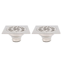 2X Thick Stainless Steel Anti-Odor Square Floor Drain Waste Drain Cover Hotel Bathroom Shower Drain 100X100mm