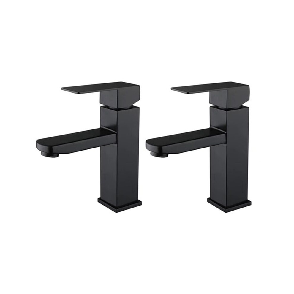 2X Bathroom Sink Faucet, Hot And Cold Water Basin Faucet, Matte Black 6033495086581