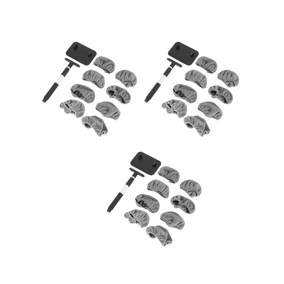 3X Car Window Cleaner Brush,Windshield Glass Cleaning Tool Extendable Aluminum Handle With 24Pcs Microfiber Covers 6032238769132