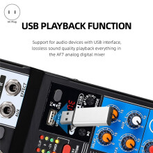 TEYUN AF7 Mixer Analog Mixer Merged Digital Sound Card 7 Channels Personliga Funktionsinställningar Analog Mixing Console US-Kontakt