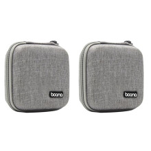 2X BOONA Tragbare Reise Tasche Multifunktions Aufbewahrungs Tasche für Air / Pro Power Bank Daten Kabel Ladegerät Headset Grau