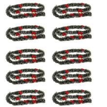 10pcs 2M Christmas Eve Decoration Bar Tops Ribbon Garland Christmas Tree Kitchen Ornaments Party Decoration Prop-Red