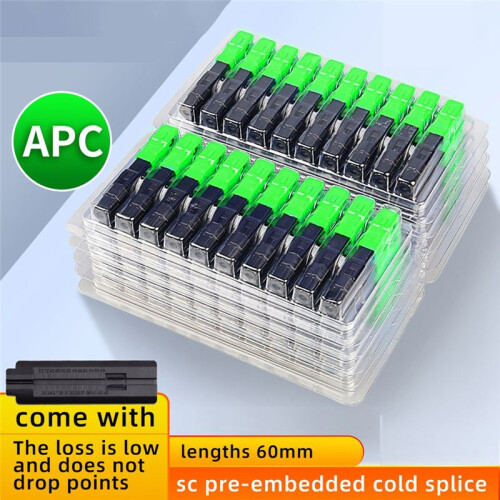 Fiber Cold Splicer Fiber Optic Connector SC-APC Connector FTTH Embedded Leather Wire Quick Connector 100pcs