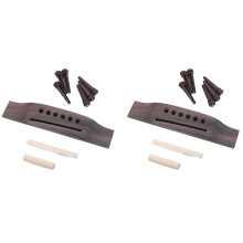 2X Acoustic Guitar Replacement Set Ebony Bridge End Pins Bone Saddle & Nut and Wood Bridge Parts