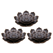 3 PCS Incense Burner, Incense Holder for Sticks, Lotus Incense Stick Holder with Detachable Ash Catcher