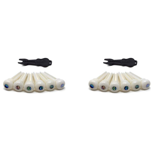 2X Gitarr Nötkreatur Benmaterial Akustisk Gitarr Bridge Pins med Pearl Shell Dot för Akustiska Folkgitarr Tillbehör