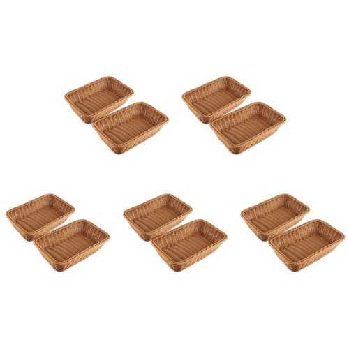 10 Pcs Rectangular Basket for Table or Counter Display for Bread,Fruits and Vegetables Wicker Baskets for Markets,Bakery