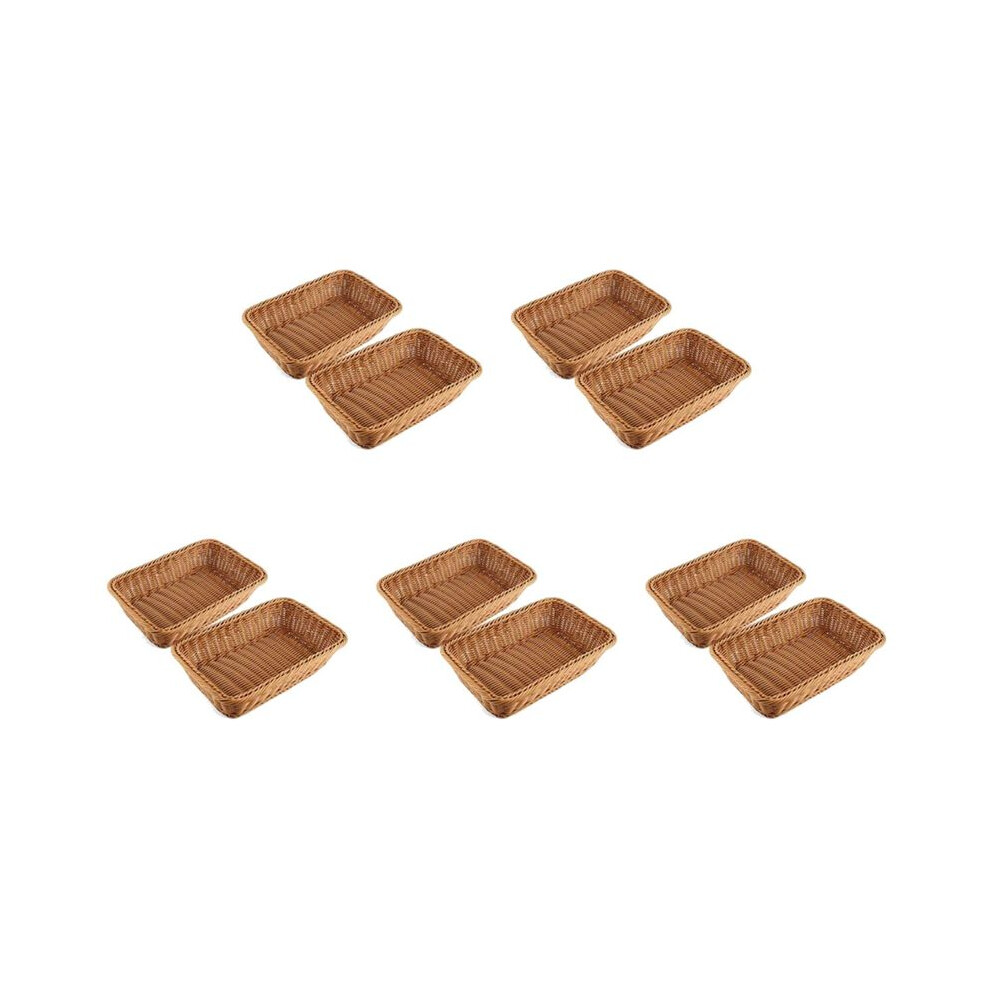 10 Pcs Rectangular Basket For Table Or Counter Display For Bread,Fruits And Vegetables Wicker Baskets For Markets,Bakery 6033689675744