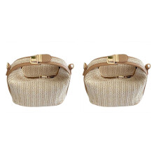 2X Women Straw Crossbody Bag for Bohemian Small Knitting Summer Purse and Handbag Vacational Bucket Beach Bags