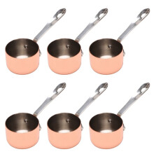 6X Soßen Boote Kupfer überzogener Saucen Becher Milch Becher Pommes Frites Soßen Becher Western Restaurant Spezieller Kupfer Topf 3,8 cm